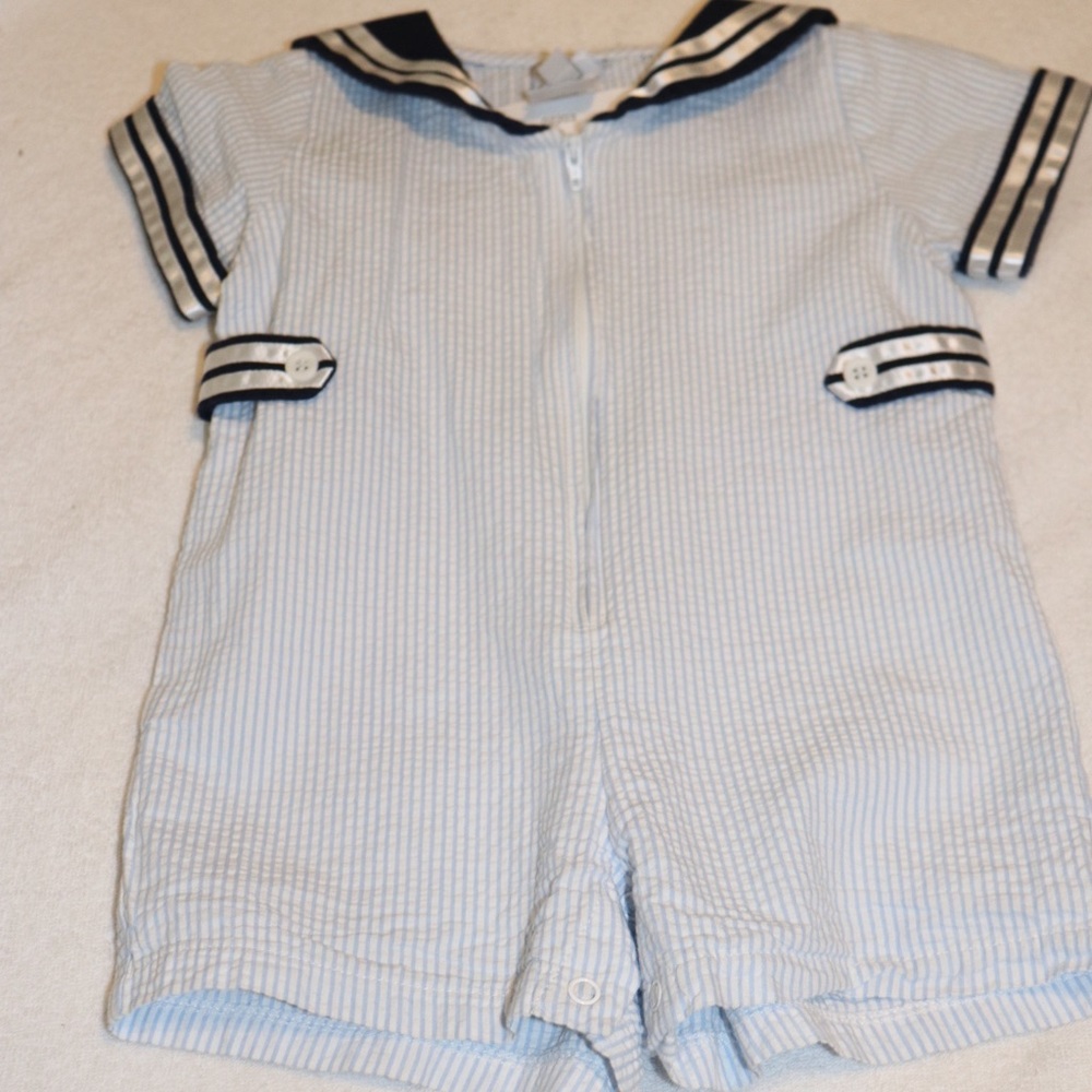 Bella Bliss Sailor Style Seersucker One Piece